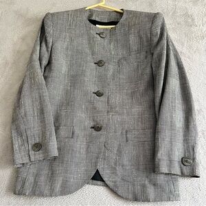 Petite Sophisticate Jacket Women's 12 Button Front Houndstooth Lined Black White